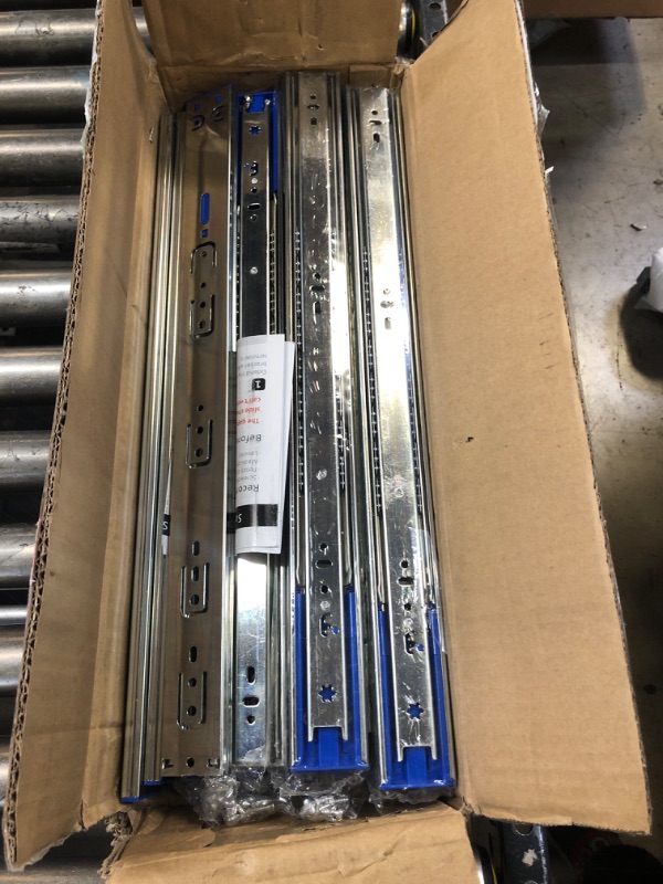 Photo 2 of 10 Pairs of 20 Inch Hardware 3-Section Soft Close Full Extension Ball Bearing Side Mount Drawer Slides,100 LB Capacity Drawer Slide 20 Inch-10 pairs