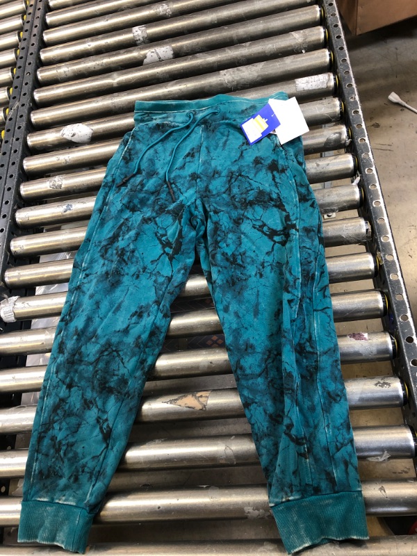 Photo 2 of  Women's Mid-Rise French Terry Acid Wash Jogger Pants - JoyLab Teal Green XS