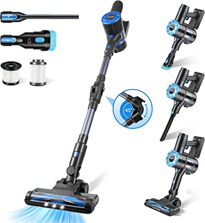 Photo 1 of Moolan Cordless Vacuum Cleaner,380W Stick Vacuum with 28Kpa Suction,6-in-1 Rechargeable Vacuum,45mins Max,Lightweight Bagless Vacuum with LED Headlights for Hardwood Floor Low-Pile Carpet Pet Hair
