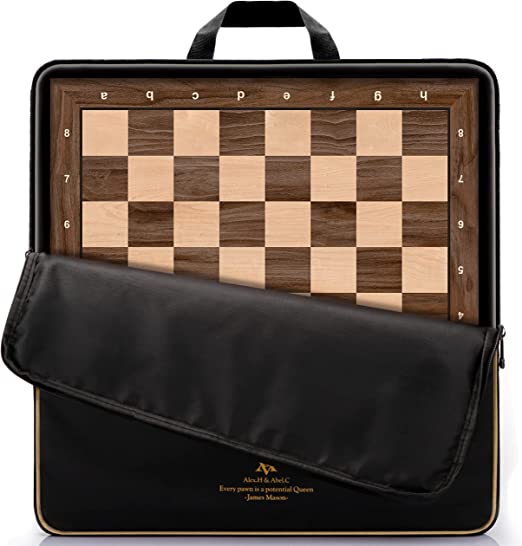 Photo 1 of A&A 21.25" Professional Wooden Tournament Chess Board/Walnut & Maple Inlaid / 2.25" Squares w/Notation
