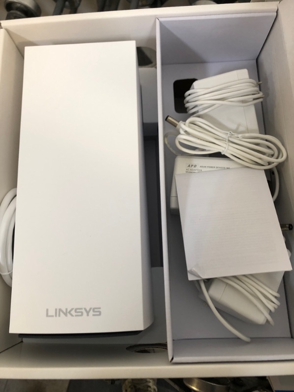 Photo 1 of Linksys MX12600 Velop Intelligent Mesh WiFi 6 System: AX4200, Tri-Band Wireless Network for Full-Speed Home Coverage, 8,100 sq ft (White, 2-Pack) WIFI 6 8100 Sq. ft - 120+ Devices