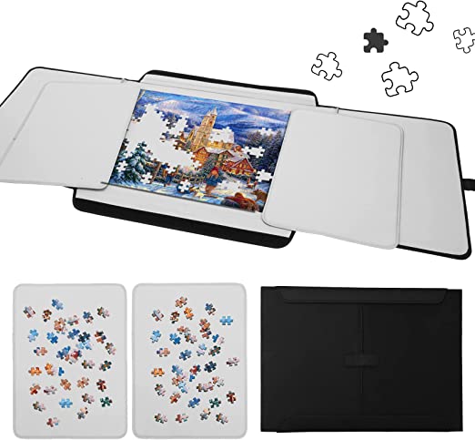 Photo 1 of Lovinouse 1000 Pieces Jigsaw Puzzle Board with 2 Sorting Tray, Portable Puzzles Storage Case Saver, Non-Slip Surface
