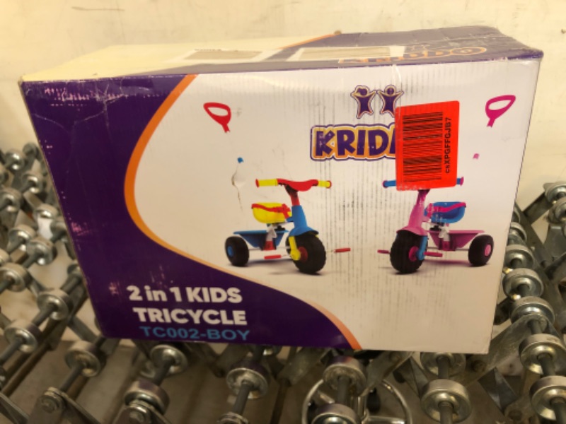 Photo 2 of KRIDDO 2 in 1 Kids Tricycles Age 18 Month to 3 Years, Gift Toddler Tricycle, Trikes for Toddlers 2 to 3 Year Old with Push Handle and Duck Bell, Classical Classical Standard Wheel