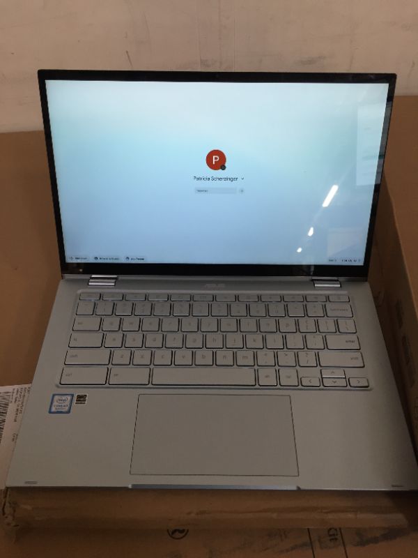 Photo 2 of Asus Touchscreen 14'' Flip 2-in-1 Chromebook (Latest Model), Full HD Display, Intel Core M3-8100Y, 8GB RAM, 64GB eMMC, Wi-Fi 6, Webcam, NLY MP, Chrome OS, Silver
//NEEDS FACTORY RESET//