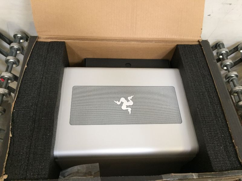 Photo 2 of Razer Core X Aluminum External GPU Enclosure (eGPU): Compatible with Windows & MacOS Thunderbolt 3 Laptops, NVIDIA /AMD PCIe Support, 650W PSU, Mercury White Mercury White Core X eGPU