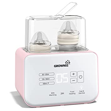 Photo 1 of Baby Bottle Warmer, Grownsy 8-in-1 Fast Milk Warmer with Timer Breastmilk or Formula, Fits 2 Bottles, Accurate Temperature Control, with Defrost, Sterili-zing, Keep, Heat Baby Food Jars Function