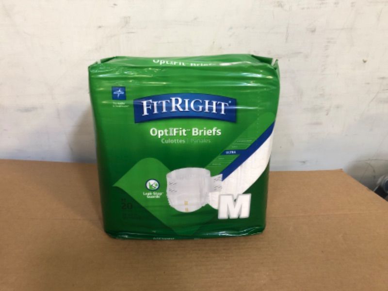 Photo 2 of FitRight OptiFit Ultra Adult Briefs, Incontinence Diapers with Tabs, Heavy Absorbency, Medium, 32 to 44", 20 Count Bag of 20 Medium (20 Count)