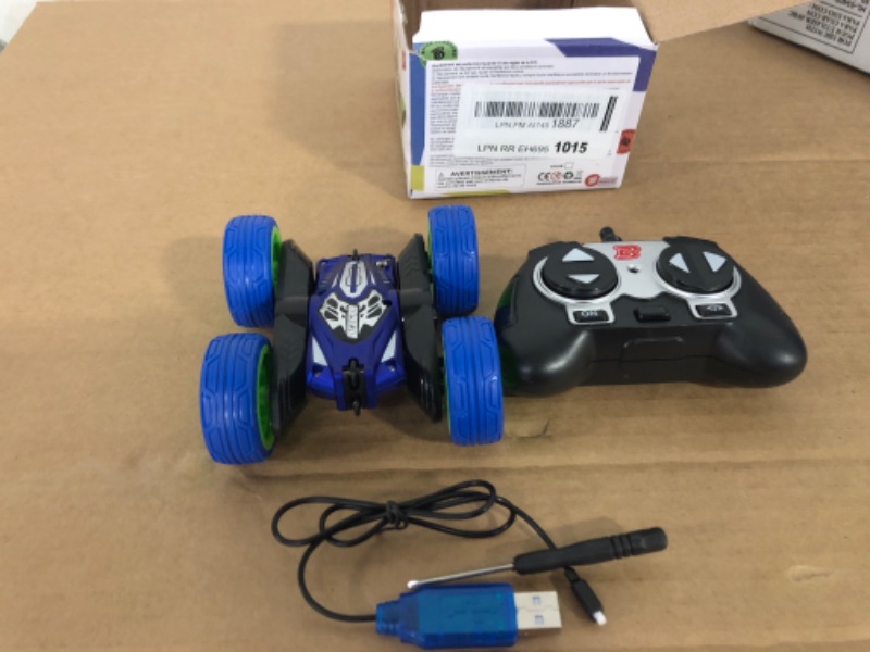 Photo 2 of BEZGAR Remote Control Car for Boys 4-7, 2.4GHz Double Side 360° Flips Rotating Stunt Cars Toy for Kids, Birthday Gift for Boys Age 3 4 5 6 7 8 Year Old Td203mini Blue