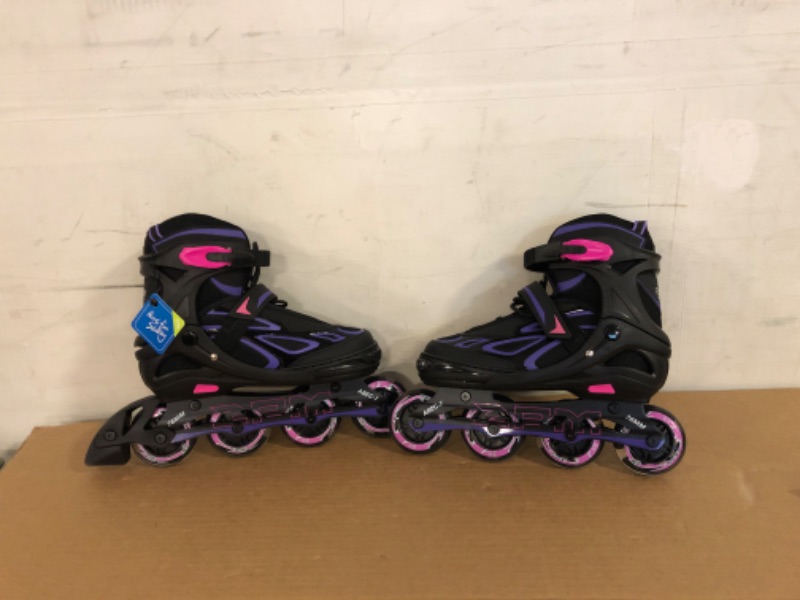 Photo 2 of 2PM SPORTS Vinal Girls Adjustable Flashing Inline Skates, All Wheels Light Up, Fun Illuminating Skates for Kids and Men