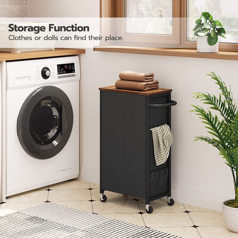 Photo 1 of 
HOOBRO Rolling Slim Laundry Hamper with Wheels, Laundry Basket with Lid, Laundry Sorter with Side Pockets, Pull-Out and Removable Oxford Fabric Laundry Bags...