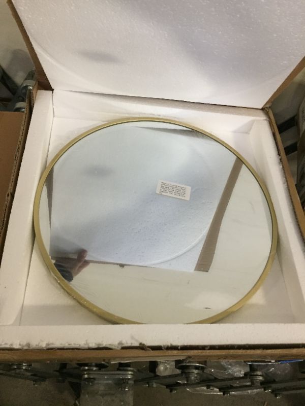 Photo 2 of 16'' Circle Wall Mirror Gold Metal Framed Round Mirror for Bathroom 16 inch Hanging Mirror for House Shower Mirror Rustic Wall Decorative Durable Engineered Wood Backboard Mirror Gold 16''