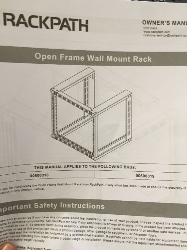 Photo 3 of RackPath 6U Wall Mount Rack Open Frame 19in Server Equipment Rack Heavy Duty - 17in Depth