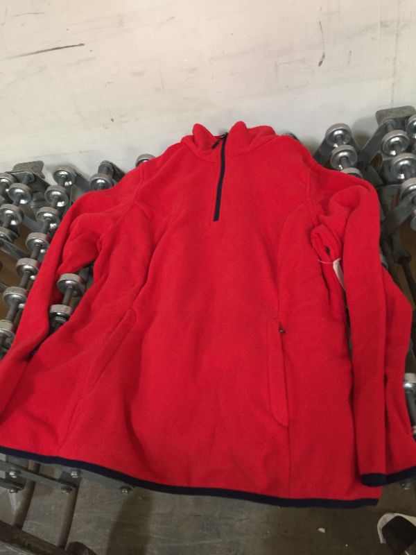 Photo 2 of Amazon Essentials Women's Classic-Fit Long-Sleeve Quarter-Zip Polar Fleece Pullover Jacket (Available in Plus Size) Polyester Red/Navy Large