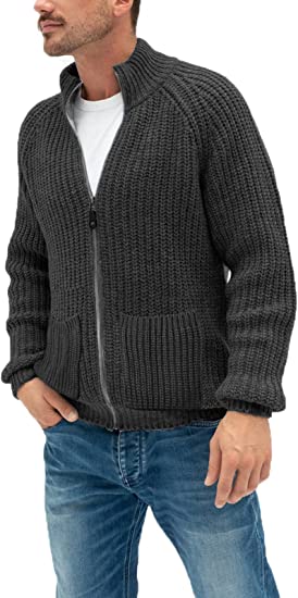 Photo 1 of Aoysky Men's Knitted Sweater Coat Casual Athletic Thick Stand Collar Knitwear Zip Cardigan Jacket
SIZE XL