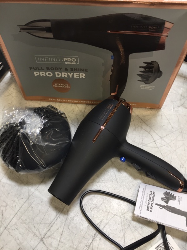 Photo 2 of Conair InfinitiPRO Full Body & Shine Pro Professional Ionic Ceramic Hair Dryer 1875 Watts Metallic