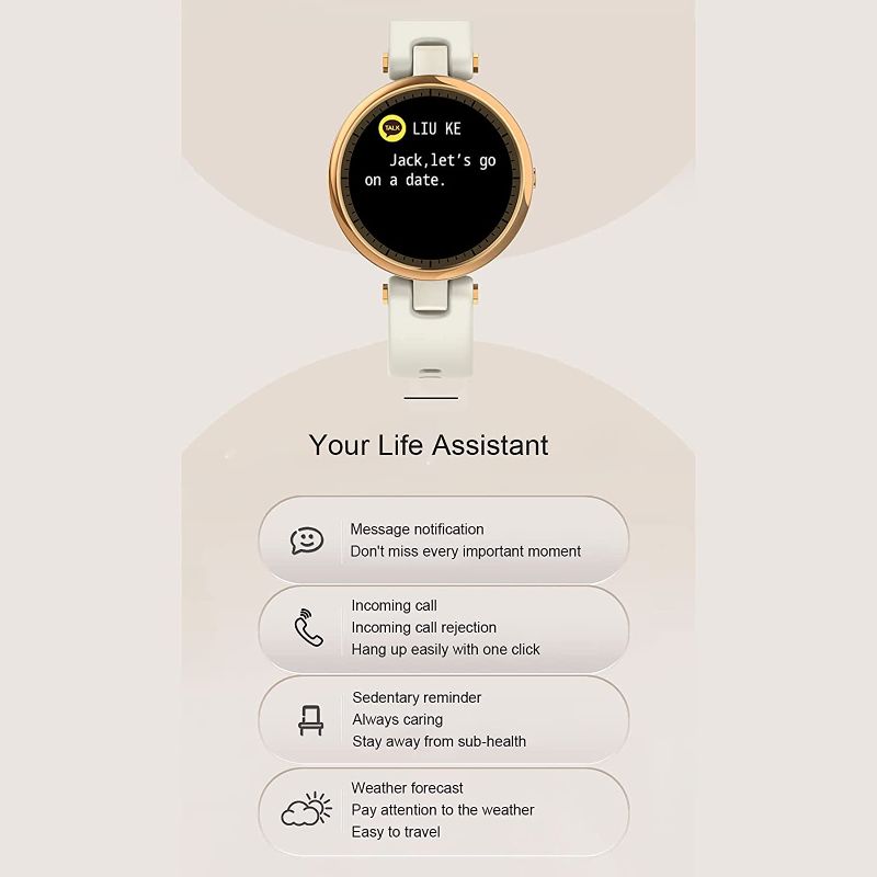 Photo 1 of Smart Watches for Women, Smart Watch for Android Phones and iPhone Compatible, 1.09" Touch Screen Round Smartwatch IP67 Waterproof Fitness Tracker with Heart Rate/Sleep Monitor (Creamy White)