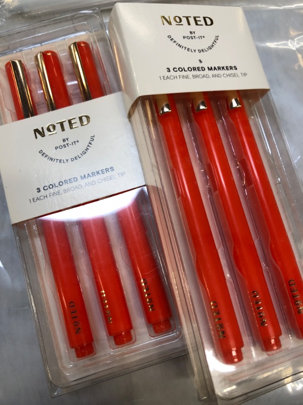 Photo 2 of Post-it 3ct Permanent Ink Markers Fine Broad and Chisel Tip Red