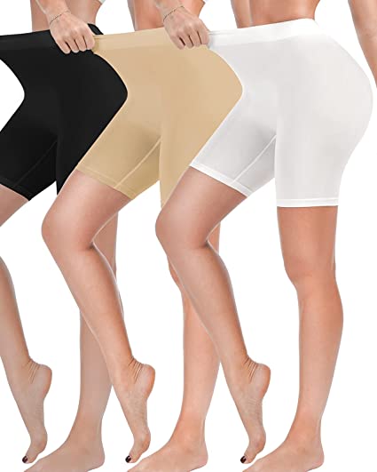 Photo 1 of 3 Pack Slip Shorts for Women Under Dress,Comfortable Smooth Yoga Shorts,Workout Biker Shorts 2X