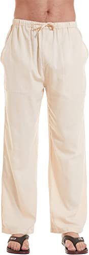 Photo 1 of  Men's Linen Cotton Yoga Pants Casual Loose Sweatpants Beach Trousers Lounge Pants