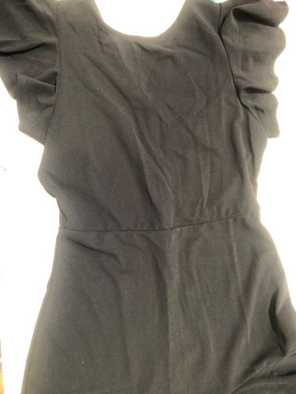 Photo 2 of  Women's V Back Inslace Layered Ruffle Hem Flutter Sleeve Dress