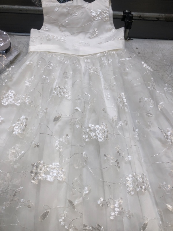 Photo 2 of  Wedding Pageant Lace Flower Girl Dress with Belt 6-7 Year Old