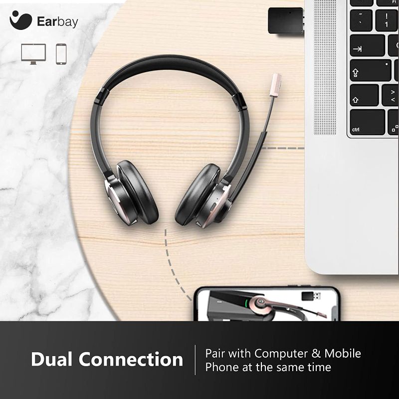 Photo 1 of Earbay Wireless Headset, Bluetooth Headset with Microphone Noise Cancelling, Office Headphones with Mic Mute for PC Laptop/Cell Phone/Zoom/Skype/Conference/Call Center

