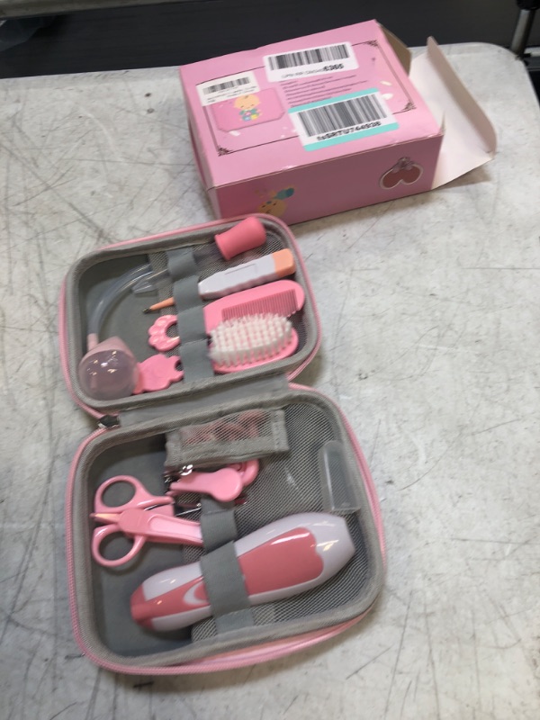 Photo 2 of Baby Grooming Kit, Portable Baby Safety Care Set with Hair Brush Comb Nail Clipper Nasal Aspirator etc for Nursery Newborn Infant Girl Boys Keep Clean(17 in 1 Pink)