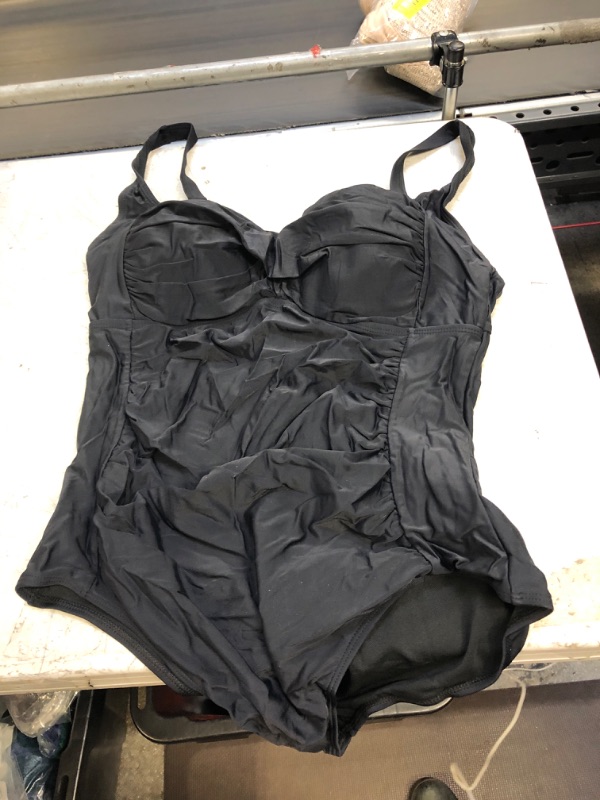 Photo 2 of Yonique Women Plus Size One Piece Swimsuits Tummy Control Bathing Suits Twist Front Ruched Swimwear 18 Plus Black