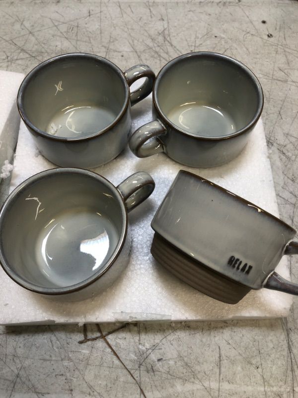 Photo 1 of 10oz Relax Stoneware Mug with Exposed Base Light Gray - Hearth  Hand with Magnolia  (PACK OF 4)
