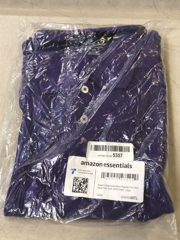 Photo 2 of Amazon Essentials Men's Regular-Fit Cotton Pique Polo Shirt (Available in Big & Tall) Large Dark Purple