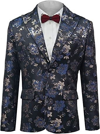 Photo 1 of  Mens Floral Suit Tuxedo Jacket Sport Coat Blazer Jacket Wedding Dinner -LRG