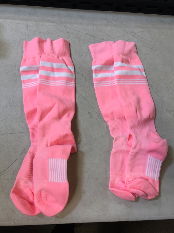 Photo 1 of 2CT PINK / WHITE HIGH KNEE SOCKS