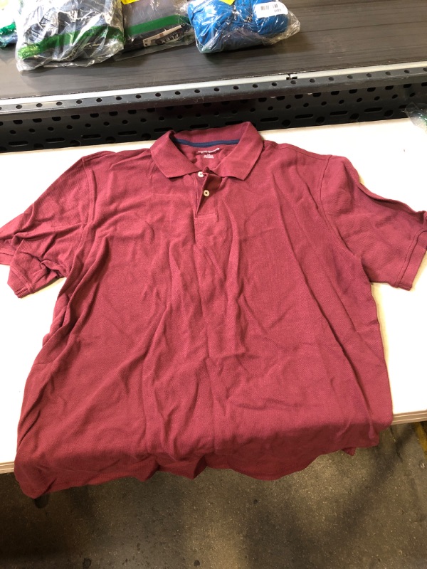 Photo 1 of AMAZON ESSENTIALS - DEEP RED COLLARED T-SHIRT - L