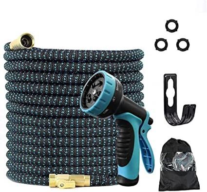 Photo 1 of 100ft Expandable Garden Hose - Water Hose With 10 Function Spray Nozzle,Lefree Heavy Duty Flexible Hose,3/4" Solid Brass Connectors,Lightweight No-Kink Flexible Water Hose
