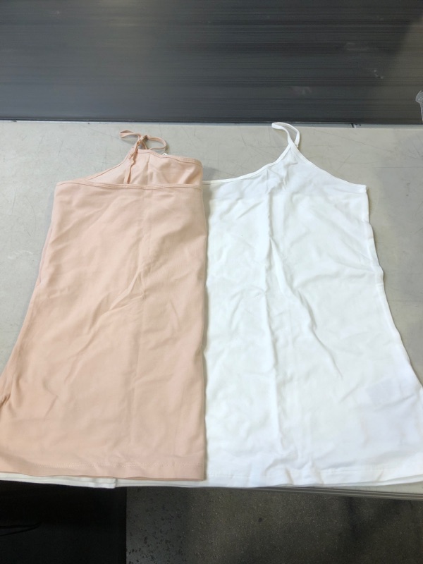 Photo 1 of AMAZON ESSENTIALS WOMENS TANK TOP IN BEIGE/PINK & WHITE - SIZE : 2XL