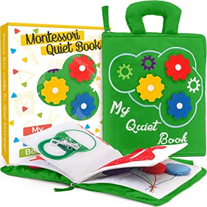 Photo 1 of deMoca Quiet Book Montessori Toys for 1 2 3 Year Old - Busy Book Toddlers Travel Toy with Preschool Learning Activities, Educational Toy with 9 Sensory Toddlers 1-3 Activities for Boys & Girls, Blue
