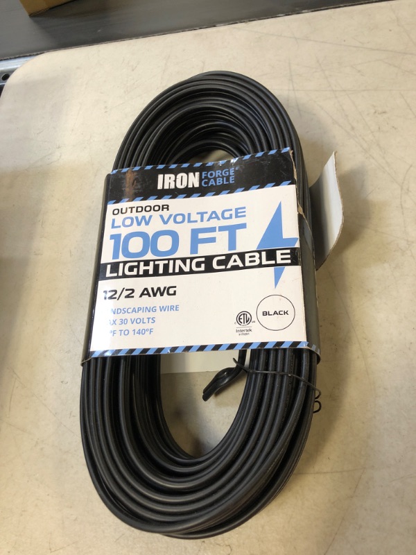 Photo 2 of 12/2 Low Voltage Landscape Wire - 100ft Outdoor Low-Voltage Cable for Landscape Lighting, Black 12/2 Gauge 100ft