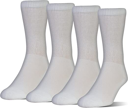 Photo 1 of 4 pairs MediPeds Women's Coolmax Extra Wide Crew Socks, 
