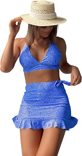 Photo 1 of .Floerns Women's 3 Piece Bathing Suit High Cut Bikini Sets Swimsuit with Cover Up Skirt
SIZE LARGE