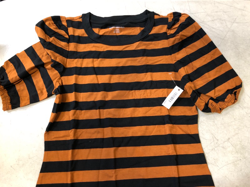 Photo 2 of Amazon Essentials Women's Classic-Fit Puff Short-Sleeve Crewneck T-Shirt Small Dark Camel/Black, Stripe