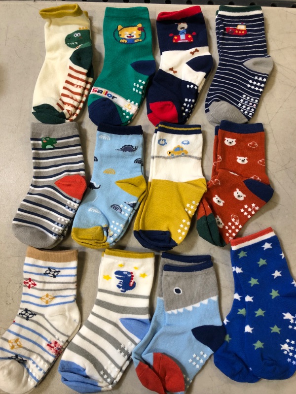 Photo 2 of 12 Pairs Unisex Baby Organic Cotton Socks Non-Slip Toddler Socks Anti-Slip Ankle Socks for Infant's and Kids
