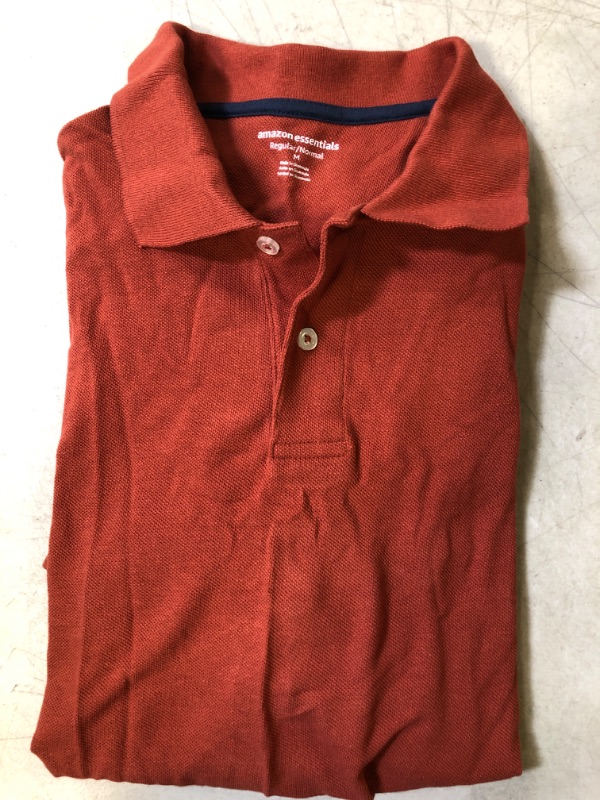 Photo 2 of Amazon Essentials Men's Regular-Fit Cotton Pique Polo Shirt (Available in Big & Tall) Medium Rust