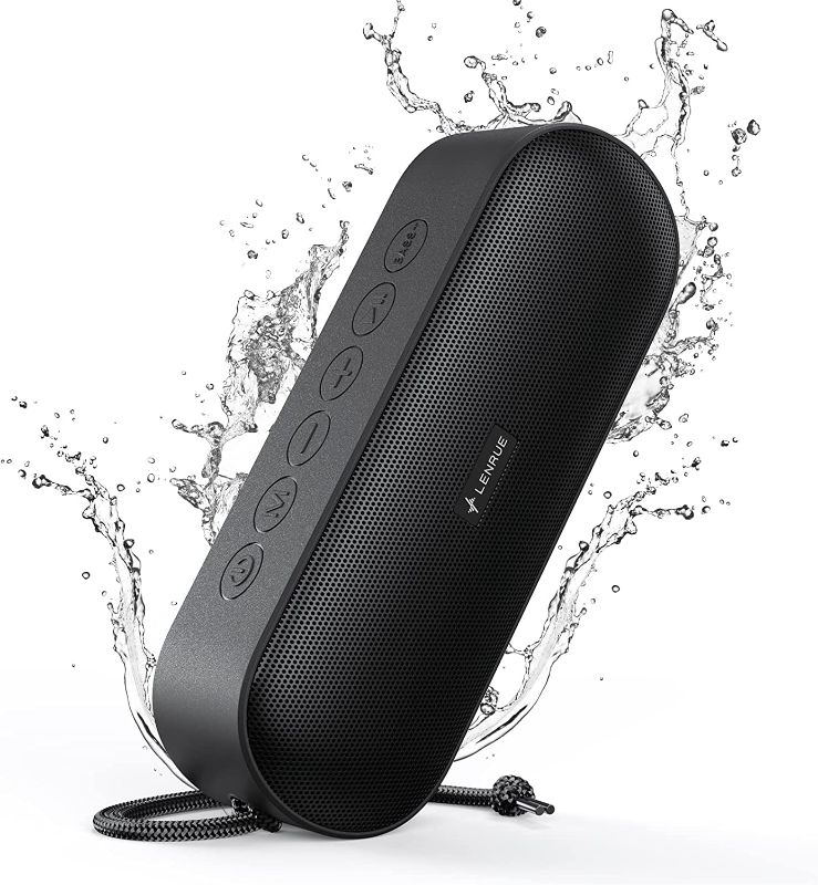 Photo 1 of LENRUE 2022 Upgraded Portable Bluetooth Speakers, IPX7 Waterproof Wireless Speaker with 20W Stereo Sound, Rich Bass, 20H Playtime, Built-in Mic, TF Card...
