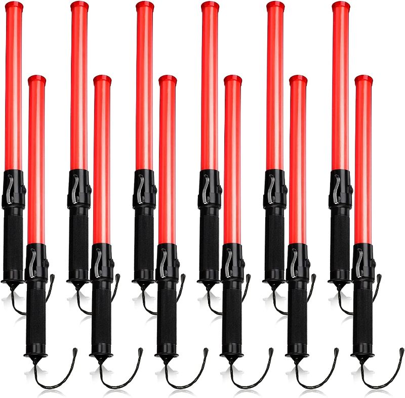 Photo 1 of 12 Pcs Signal Traffic Wand Safety Traffic Control Wand Lighted Baton Multifunctional LED Traffic Baton with 2 Flashing Modes, Wrist Strap Lanyard, Side Clip...
