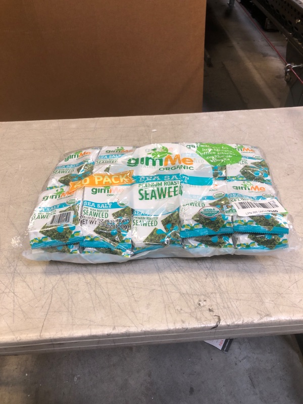 Photo 2 of gimMe - Sea Salt - 20 Count - Organic Roasted Seaweed Sheets - Keto, Vegan, Gluten Free - Great Source of Iodine & Omega 3’s - Healthy On-The-Go Snack for Kids & Adults #1 Sea Salt exp mar 2023