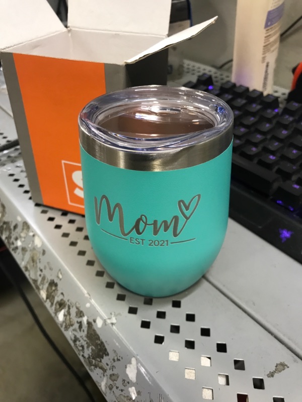 Photo 2 of New Mom Gifts Ideas - First Time Mom Est. 2021 - Mom to be 12 oz Mint Stainless Steel Tumbler w/Lid - Mommy w/New Baby Gift - Cute Expecting Mother to be Baby Shower Presents for Her Pregnancy Moms