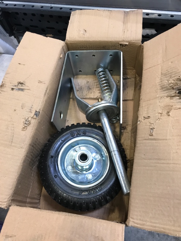 Photo 2 of 8-inch Gate Wheel Casters Kit with Spring - Improved 2022 Model - Flat Free Tire with Suspension - 360 Degree Swivel - up to 200lb Proved Load Capacity