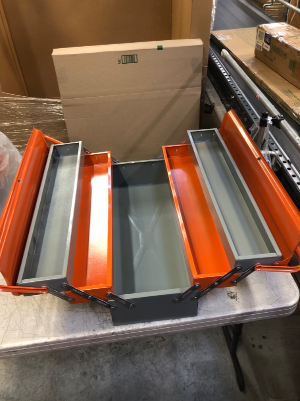 Photo 2 of 21"x8"x8" orange and grey hand carry tool box