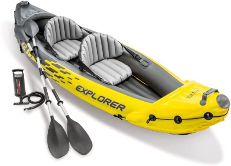 Photo 1 of Explorer K2 Kayak, 2-Person Inflatable Kayak Set with Aluminum Oars, Manual and Electric Pumps(FACTORY SEALED)