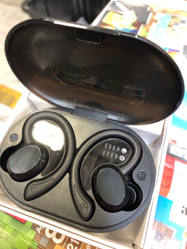 Photo 1 of Wireless Earbud, Sport Bluetooth 5.1 Headphones with Earhooks Wireless Earphones in-Ear with Immersive Sound, Bluetooth Earbud IP7 Waterproof, Noise Cancelling, Dual LED Display, 48H Playtime, Running Black